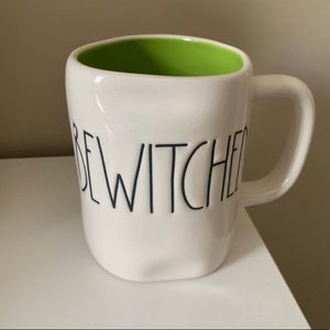 Rae Dunn Bewitched Halloween Mug Green inside